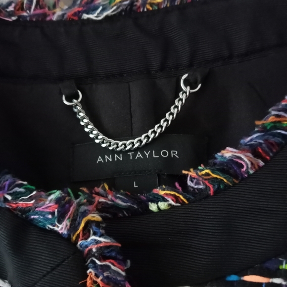 Ann Taylor Textured Mixed Tweed Zip Pocket Jacket In Black Multi Color s… - Picture 10 of 14